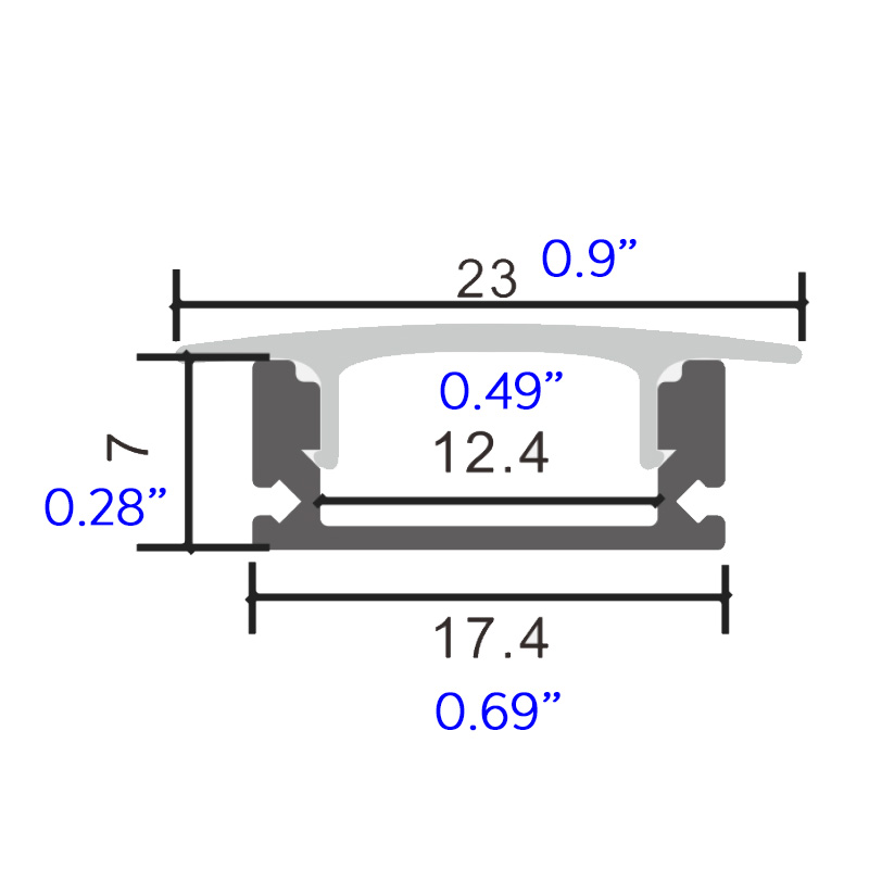 Trimless But Flanged Recessed LED Profile - 23mm Light Surface Trimless But Flanged Recessed LED Profile - 23mm Light Surface